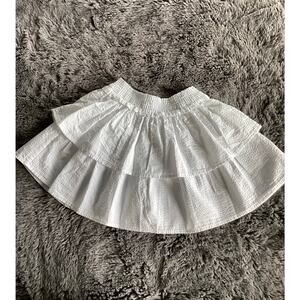 Polo Ralph Lauren Girls Seersucker Tiered Layered Mini Skirt Summer White Size 6